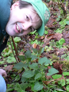 Wolf Camp and the Wolf College founder, Chris Chisholm, about to harvest Stinging Nettle (the Pacific Northwest's #2 survival food) for dinner.