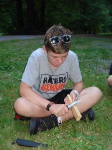 Overnight Youth Survival camper using a Mora knife. Mora of Sweden - our favorite/recommended outdoor adventure and survival knife.