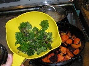 Steam stinging nettle on top of your veggie stir fry or mix in as you would spinach.